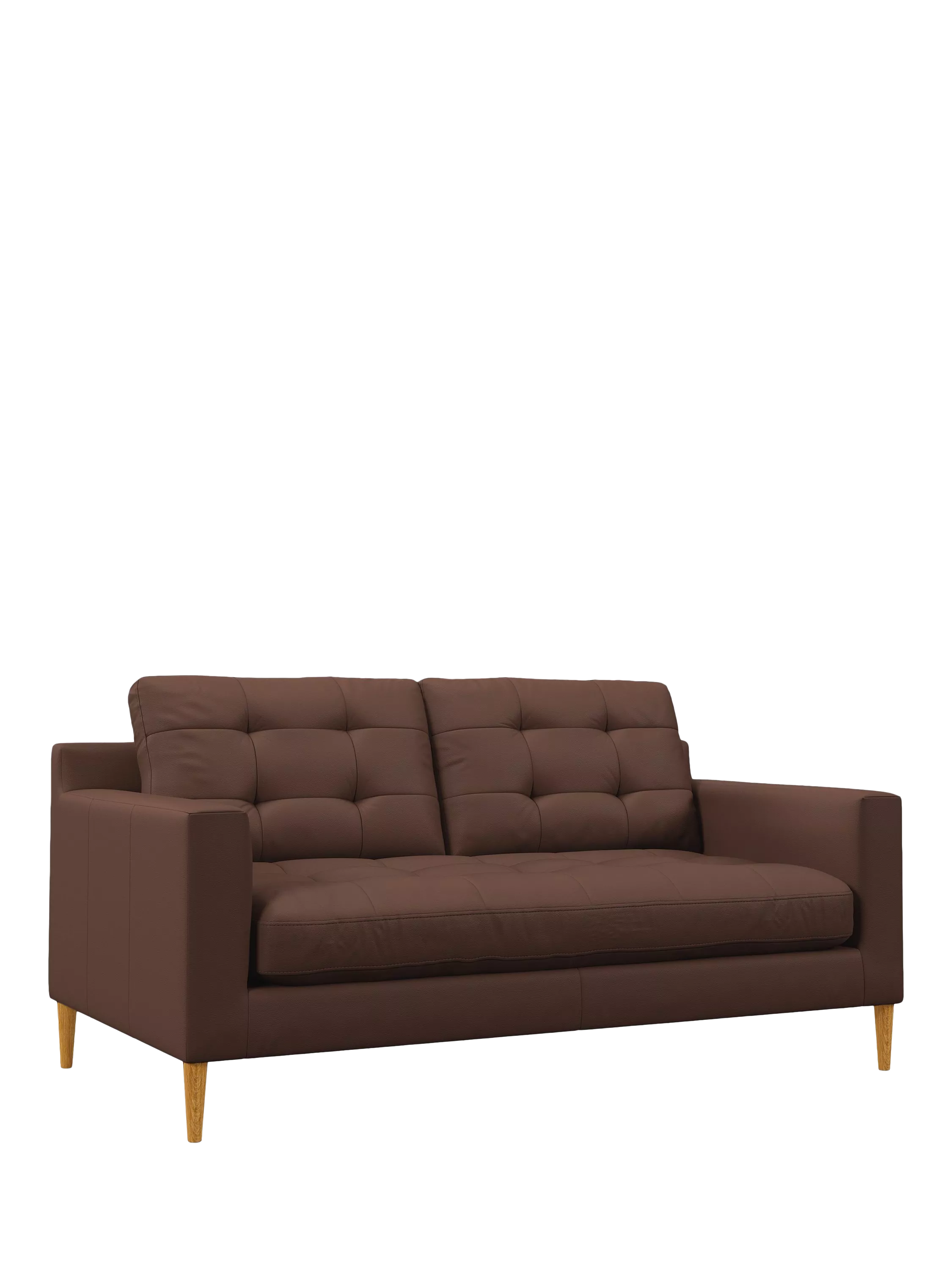 John Lewis Draper II Medium 2 Seater Leather Sofa, Light Leg, Premium Chocolate