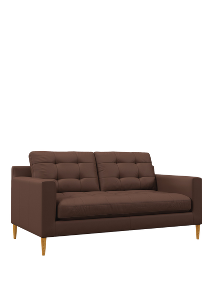 John Lewis Draper II Medium 2 Seater Leather Sofa, Light Leg, Premium Chocolate, Premium Chocolate