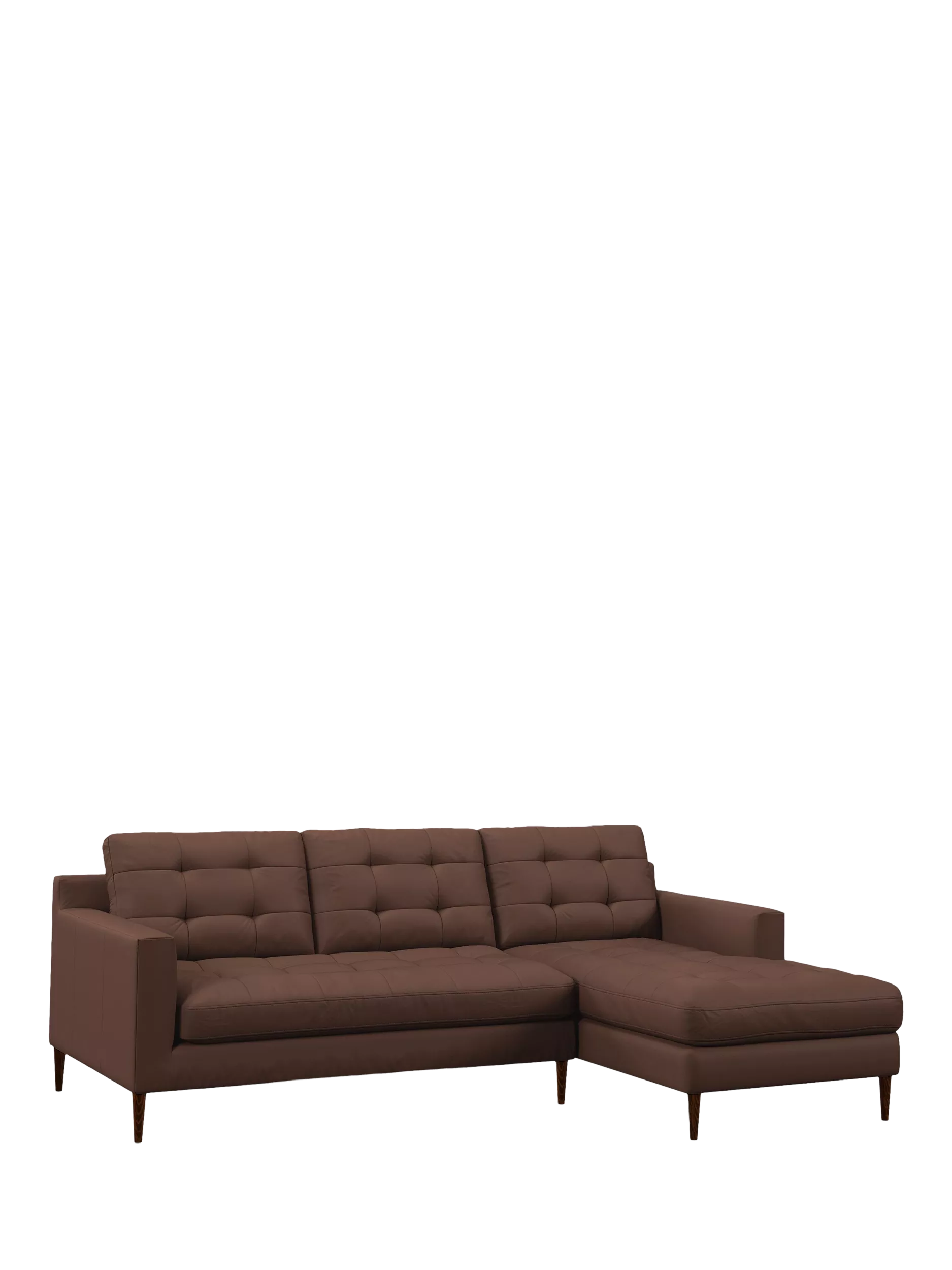 John Lewis Draper II RHF Chaise End Leather Sofa, Dark Leg, Premium Chocolate