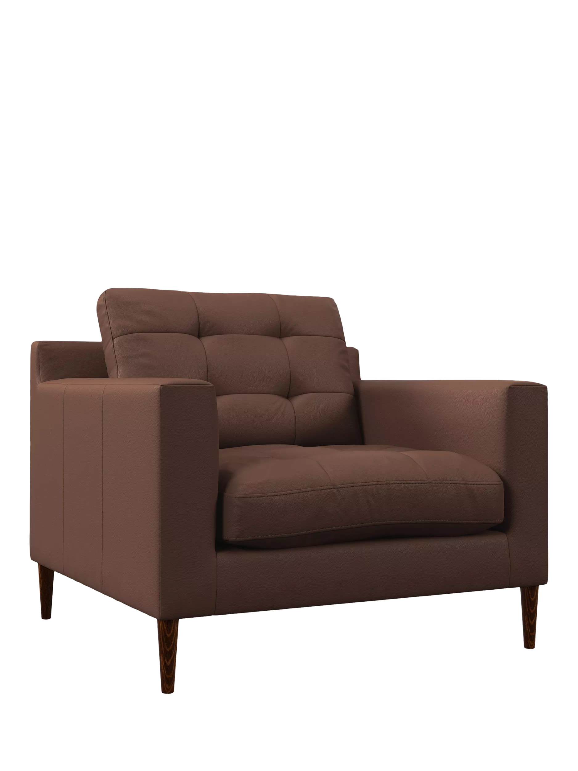 John Lewis Draper II Leather Armchair, Dark Leg, Premium Chocolate