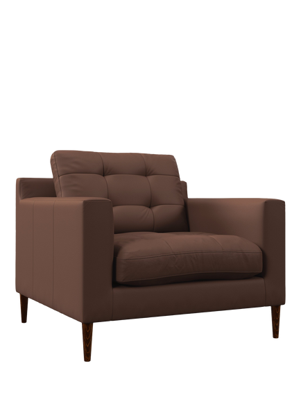 John Lewis Draper II Leather Armchair, Dark Leg, Premium Chocolate, Premium Chocolate