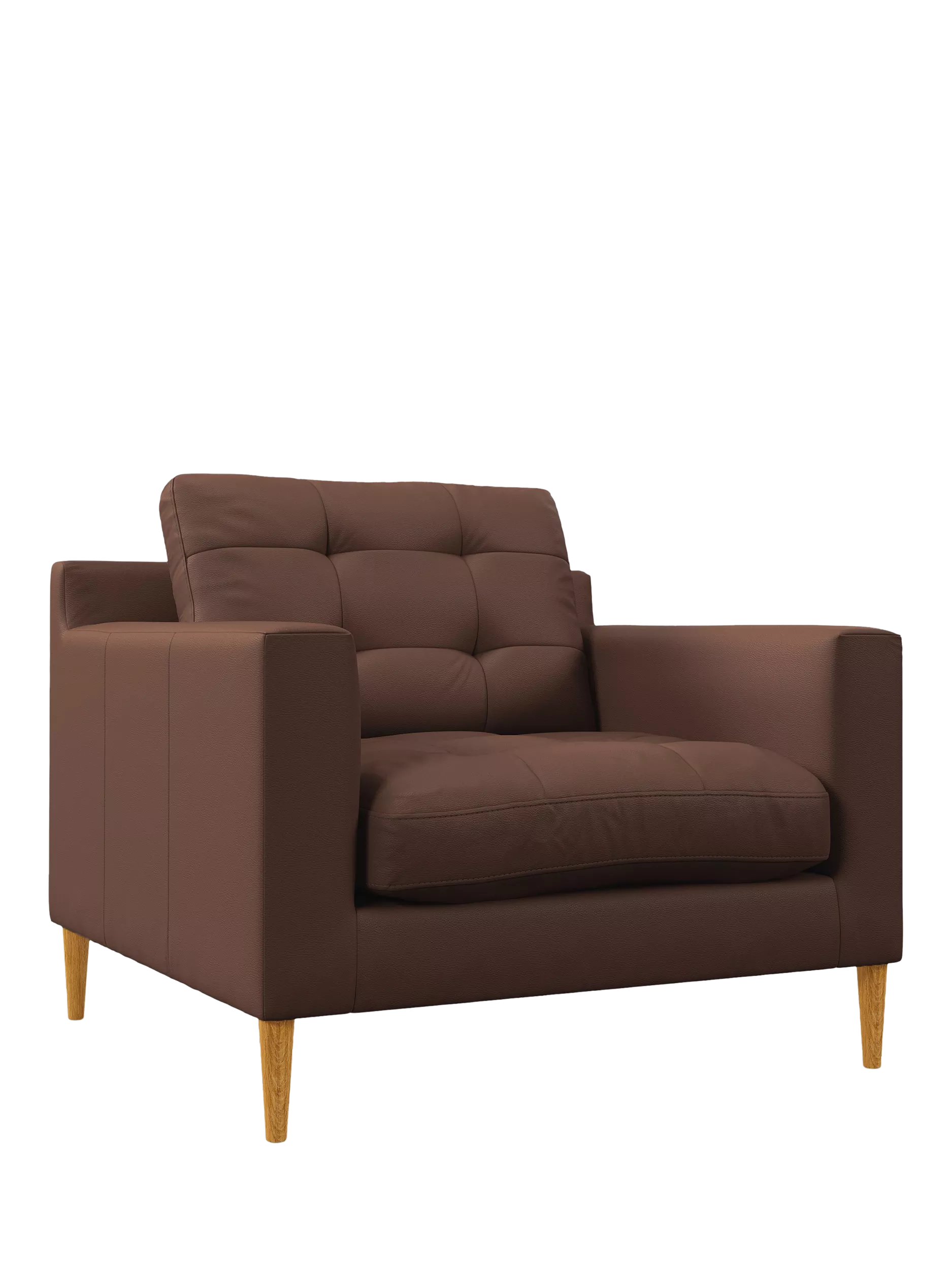 John Lewis Draper II Leather Armchair, Light Leg, Premium Chocolate