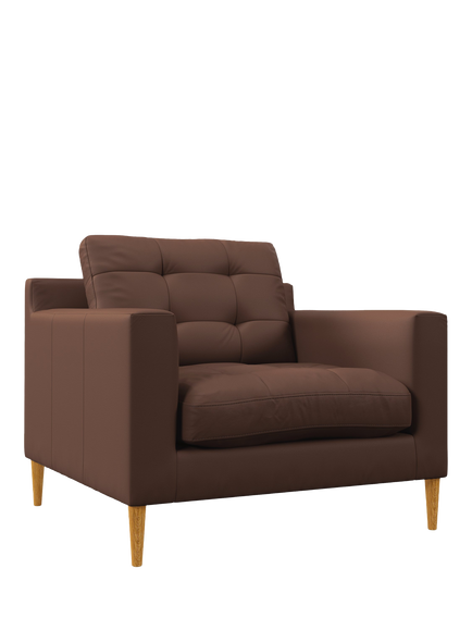 John Lewis Draper II Leather Armchair, Light Leg, Premium Chocolate, Premium Chocolate