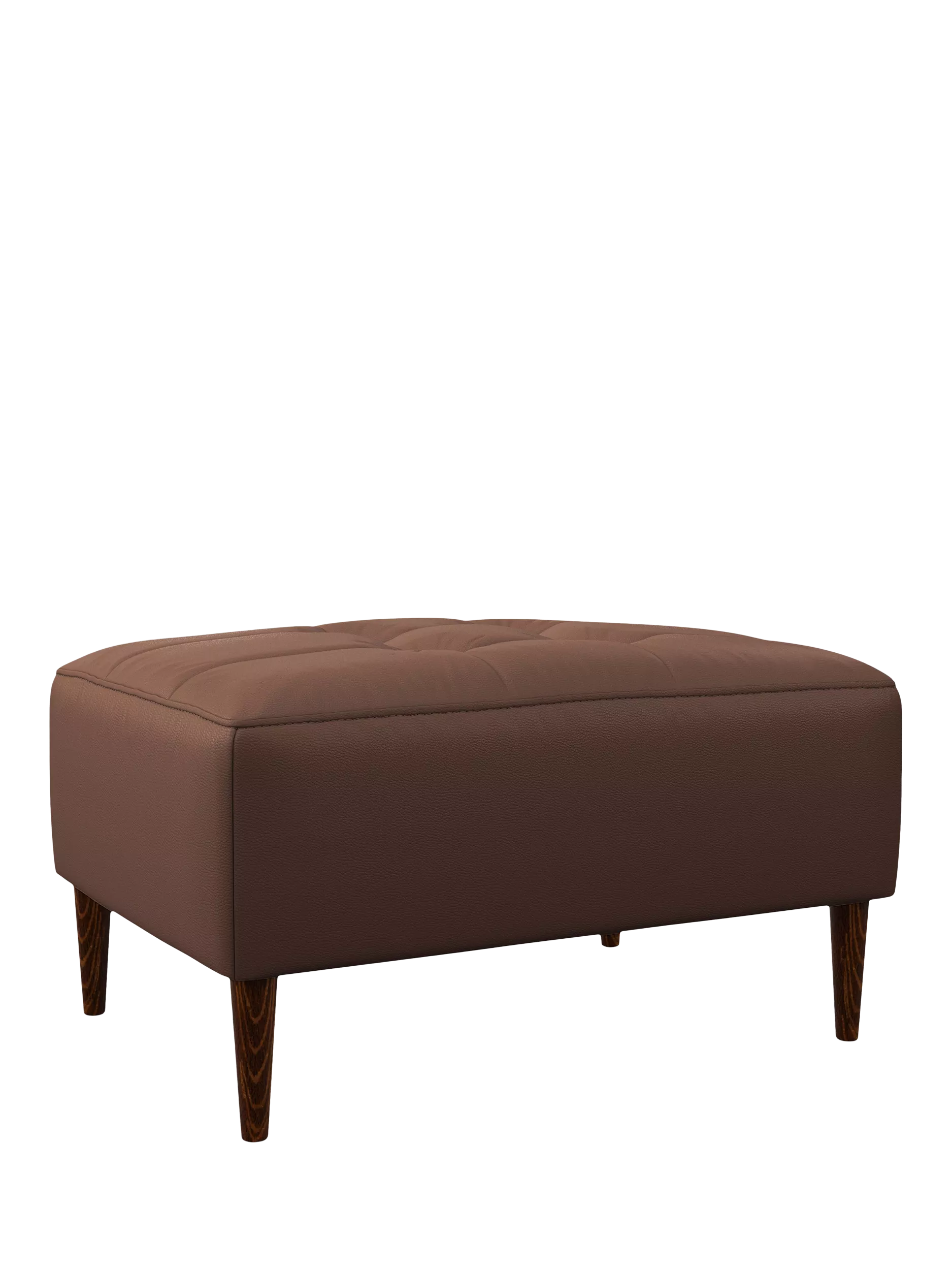John Lewis Draper II Leather Footstool, Dark Leg, Premium Chocolate