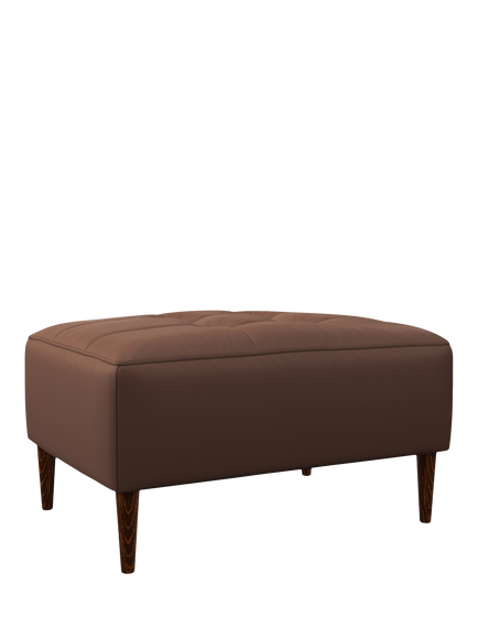 John Lewis Draper II Leather Footstool, Dark Leg, Premium Chocolate, Premium Chocolate