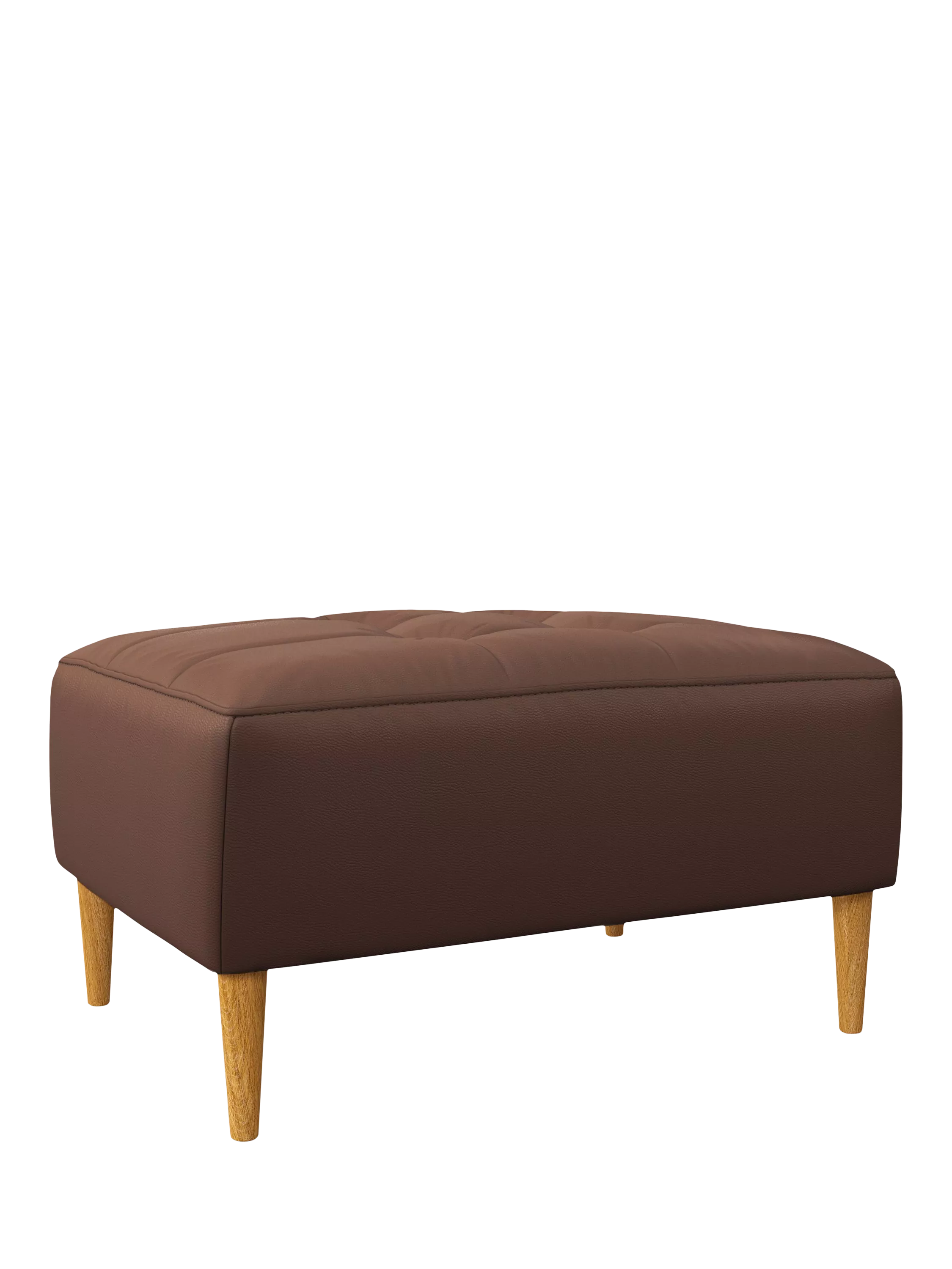 John Lewis Draper II Leather Footstool, Light Leg, Premium Chocolate