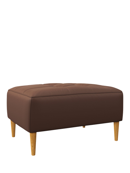 John Lewis Draper II Leather Footstool, Light Leg, Premium Chocolate, Premium Chocolate