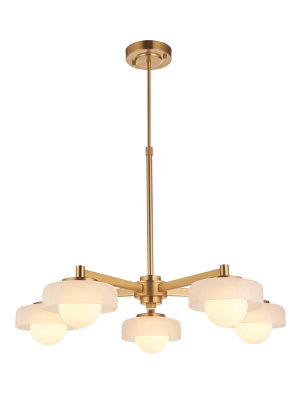 Bay Lighting Bostonia 5-Arm Glass Pendant Ceiling Light, Brass, Brass