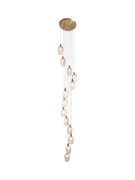 Bay Lighting Brighton 13 Ribbed Glass Pendant Cascade Ceiling Light, Brass, Brass