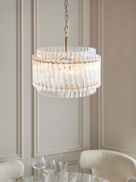 Bay Lighting Dalton 3 Arm Glass Pendant Ceiling Light, Brass - view 2, Brass