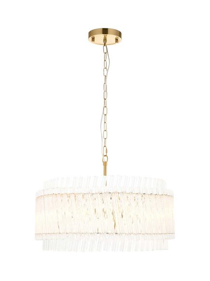 Bay Lighting Dalton 5 Arm Glass Pendant Ceiling Light, Brass, Brass