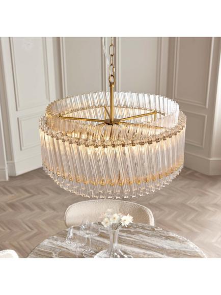 Bay Lighting Dalton 5 Arm Glass Pendant Ceiling Light, Brass - view 2, Brass