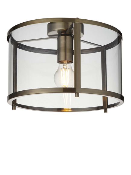 Bay Lighting Foster Flush Ceiling Light, Antique Brass, Brass