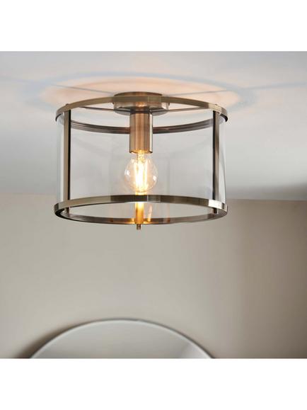 Bay Lighting Foster Flush Ceiling Light, Antique Brass - view 2, Brass