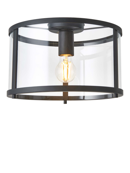 Bay Lighting Foster Flush Ceiling Light, Matt Black, Black