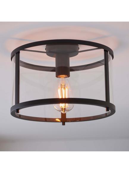 Bay Lighting Foster Flush Ceiling Light, Matt Black - view 2, Black