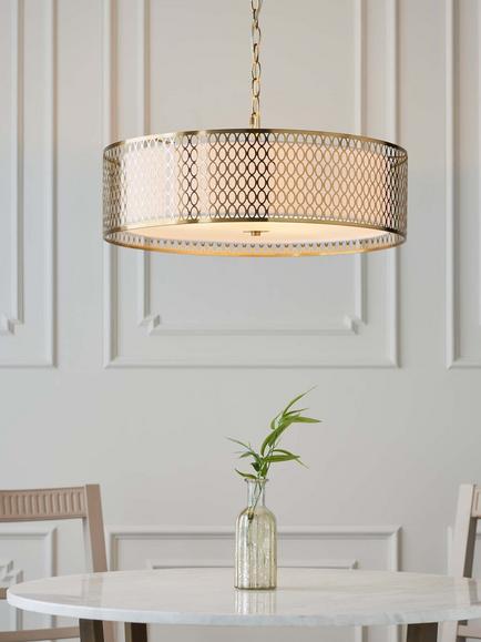 Bay Lighting Josette 3 Arm Pendant Ceiling Light, Gold - view 2, Gold