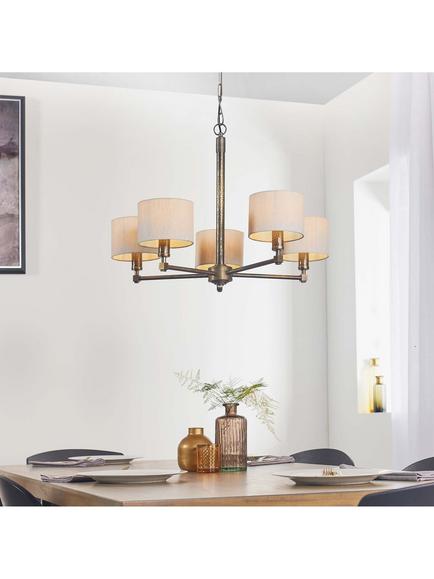 Bay Lighting Narva 5 Arm Pendant Ceiling Light, Aged Bronze - view 2, Bronze