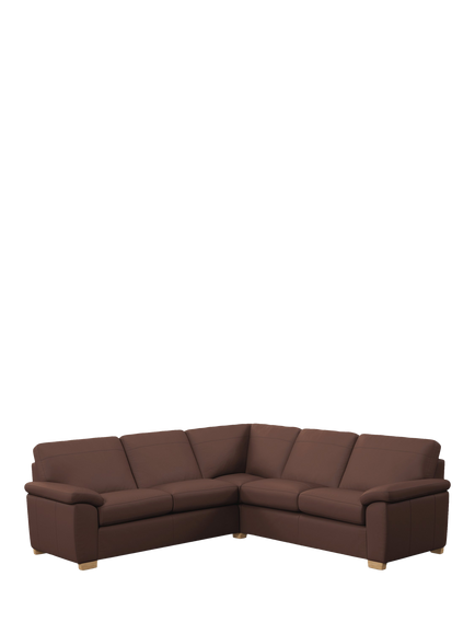 John Lewis Camden 5+ Seater Leather Corner Sofa, Light Leg, Premium Chocolate, Premium Chocolate