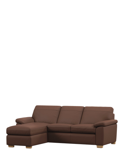 John Lewis Camden 5+ Seater LHF Storage Chaise End Sofa Bed, Light Leg, Premium Chocolate, Premium Chocolate