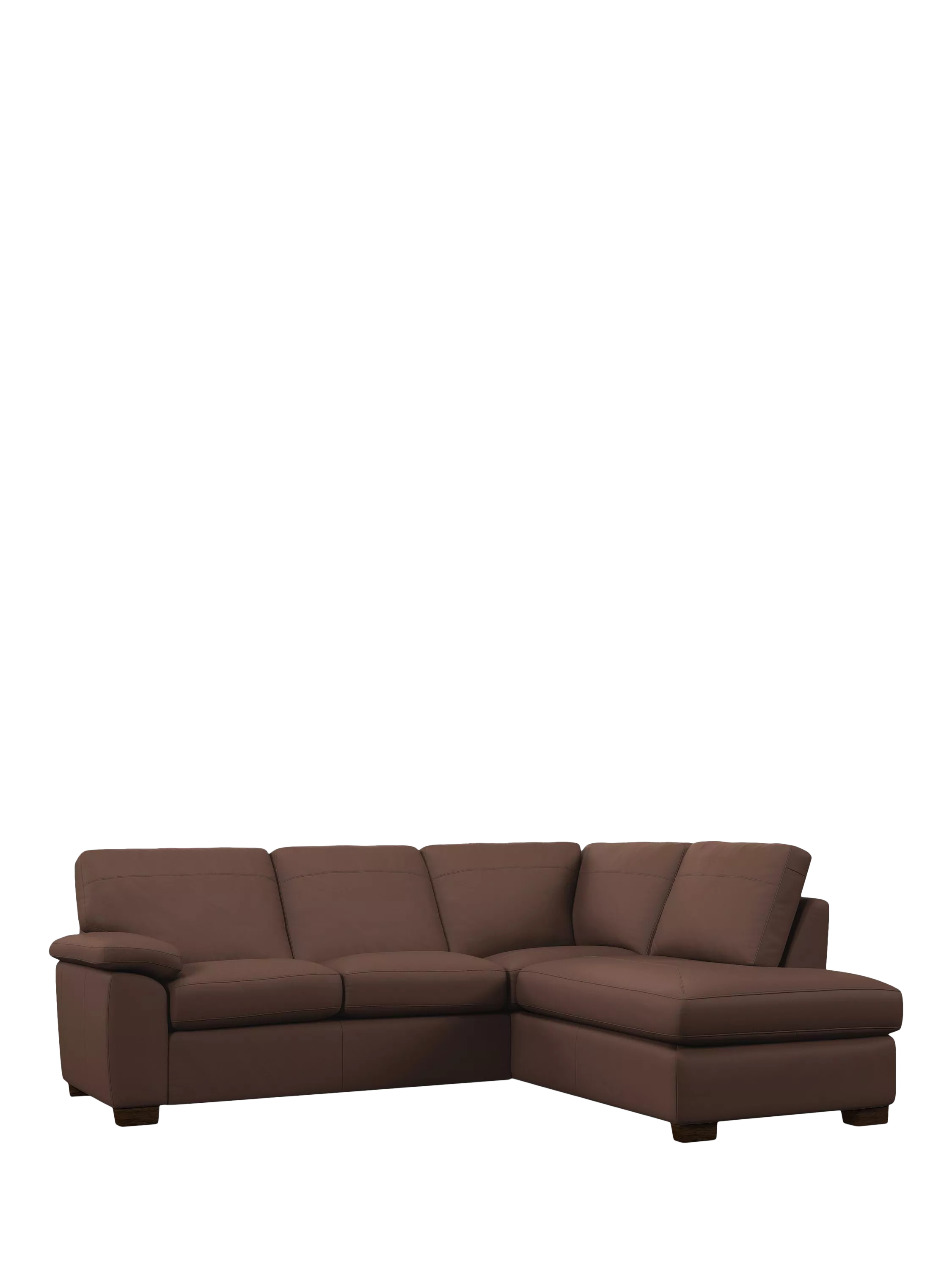 John Lewis Camden RHF Chaise Corner Leather Sofa, Dark Leg, Premium Chocolate