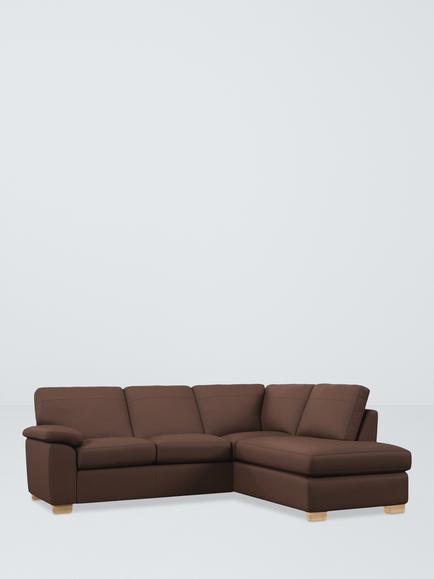 John Lewis Camden 5+ Seater RHF Corner Chasie End Sofa, Light Leg, Premium Chocolate, Premium Chocolate