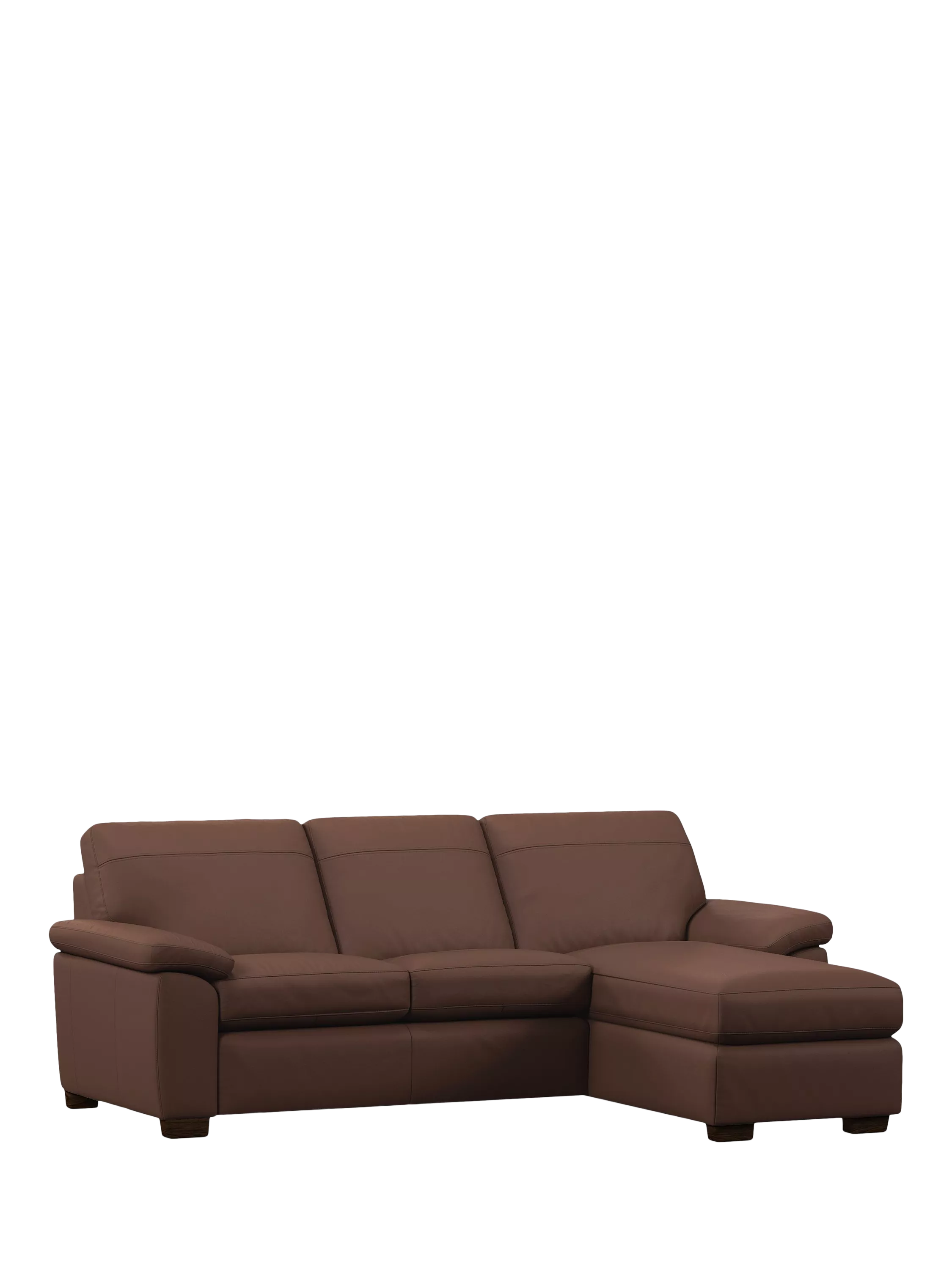 John Lewis Camden RHF Chaise End Leather Sofa Bed, Dark Leg, Premium Chocolate