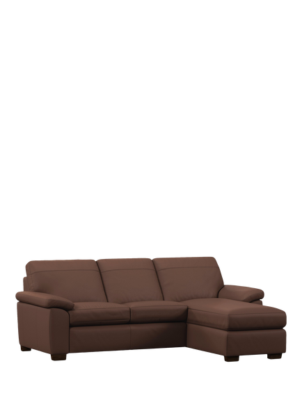 John Lewis Camden RHF Chaise End Leather Sofa Bed, Dark Leg, Premium Chocolate, Premium Chocolate