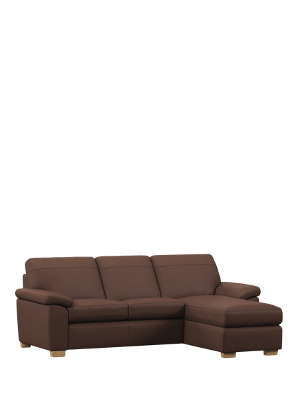 John Lewis Camden 5+ Seater RHF Storage Chaise End Leather Sofa Bed, Light Leg, Premium Chocolate, Premium Chocolate
