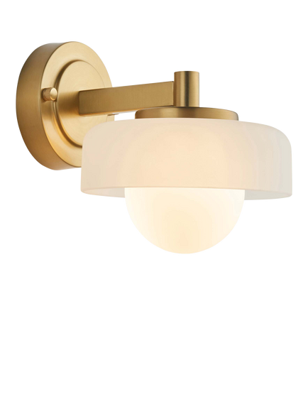 Bay Lighting Bostonia Glass Wall Light, Brass, Brass