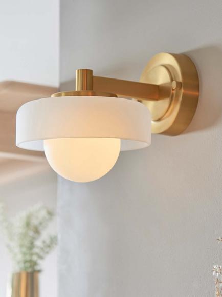 Bay Lighting Bostonia Glass Wall Light, Brass - view 2, Brass