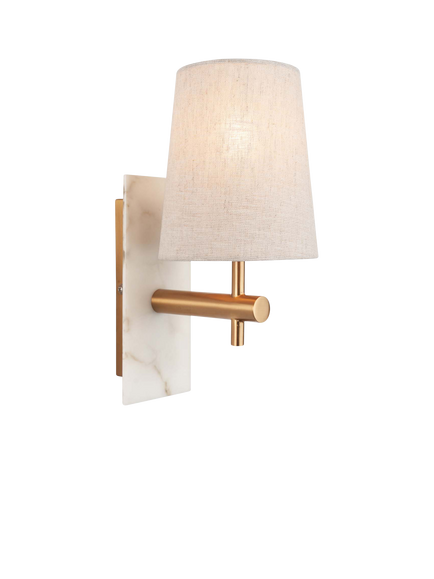 Bay Lighting Costa Marble Effect Taper Shade Wall Light, Brass, Brass