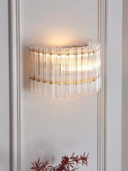 Bay Lighting Dalton Glass Wall Light, Brass - view 2, Brass