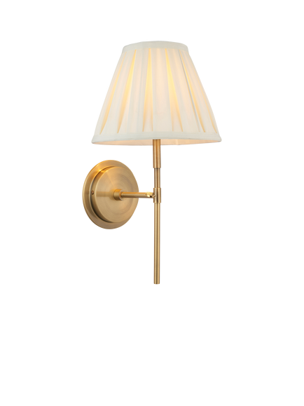 Bay Lighting Laurel Pleat Taper Shade Wall Light, Antique Brass, Brass