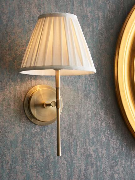 Bay Lighting Laurel Pleat Taper Shade Wall Light, Antique Brass - view 2, Brass