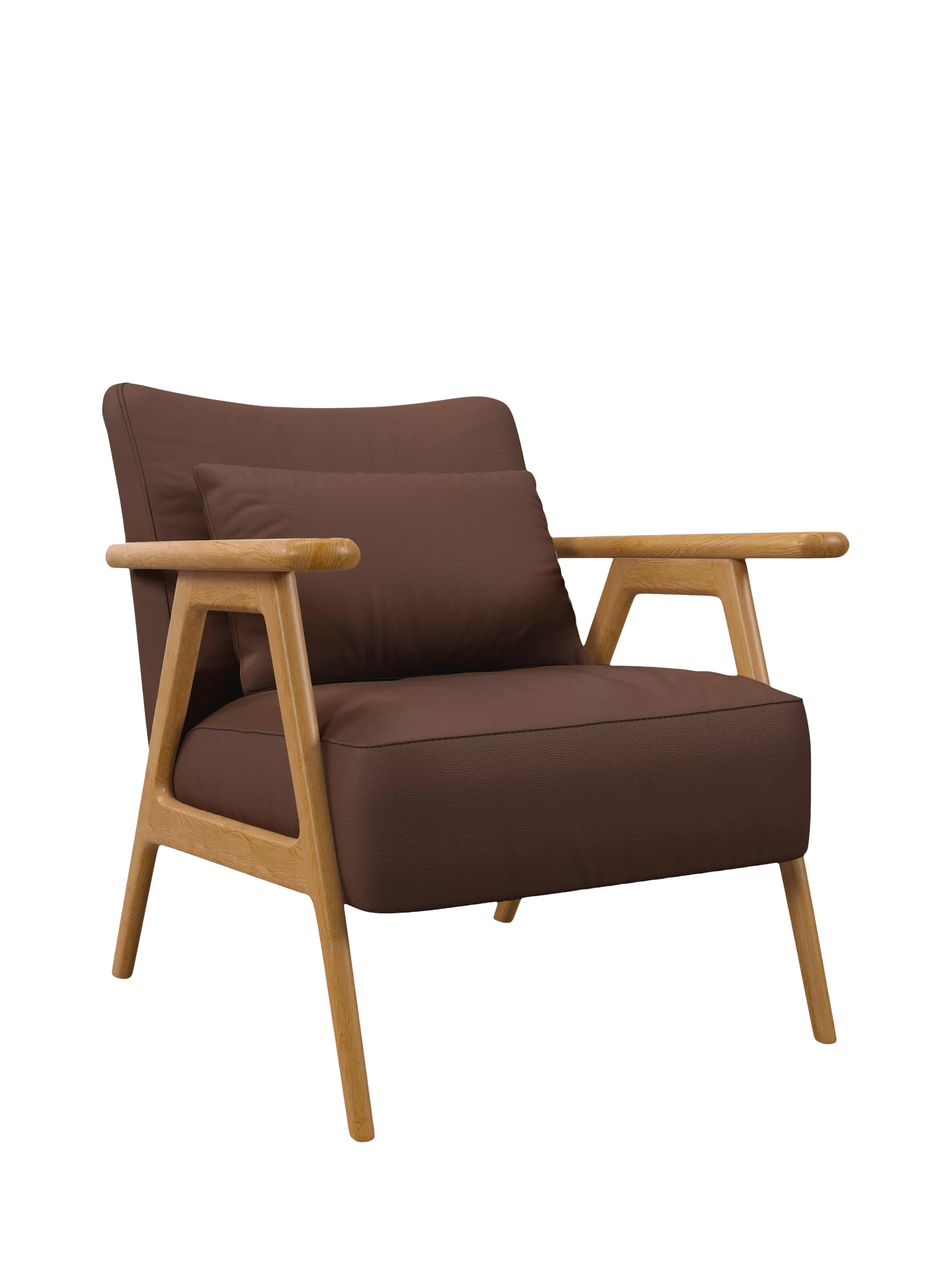 John Lewis Hendricks Leather Accent Chair, Light Leg, Premium Chocolate