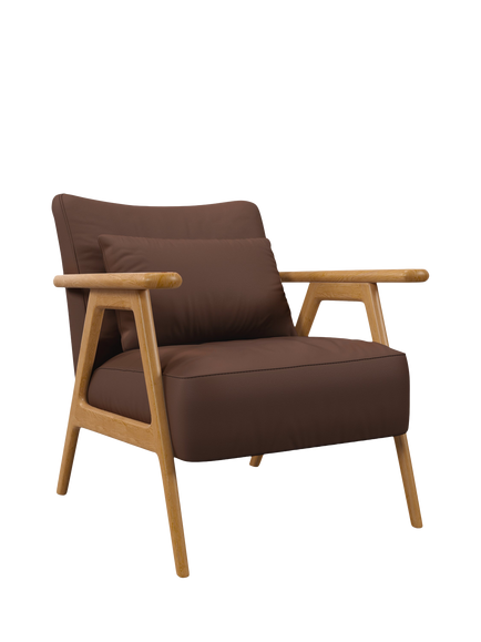John Lewis Hendricks Leather Accent Chair, Light Leg, Premium Chocolate, Premium Chocolate
