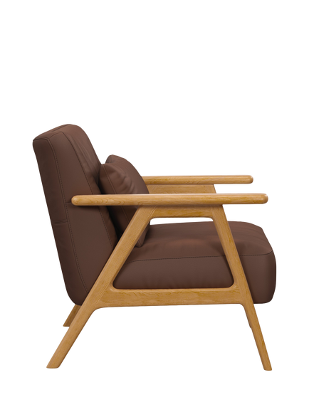 John Lewis Hendricks Leather Accent Chair, Light Leg, Premium Chocolate - view 2, Premium Chocolate