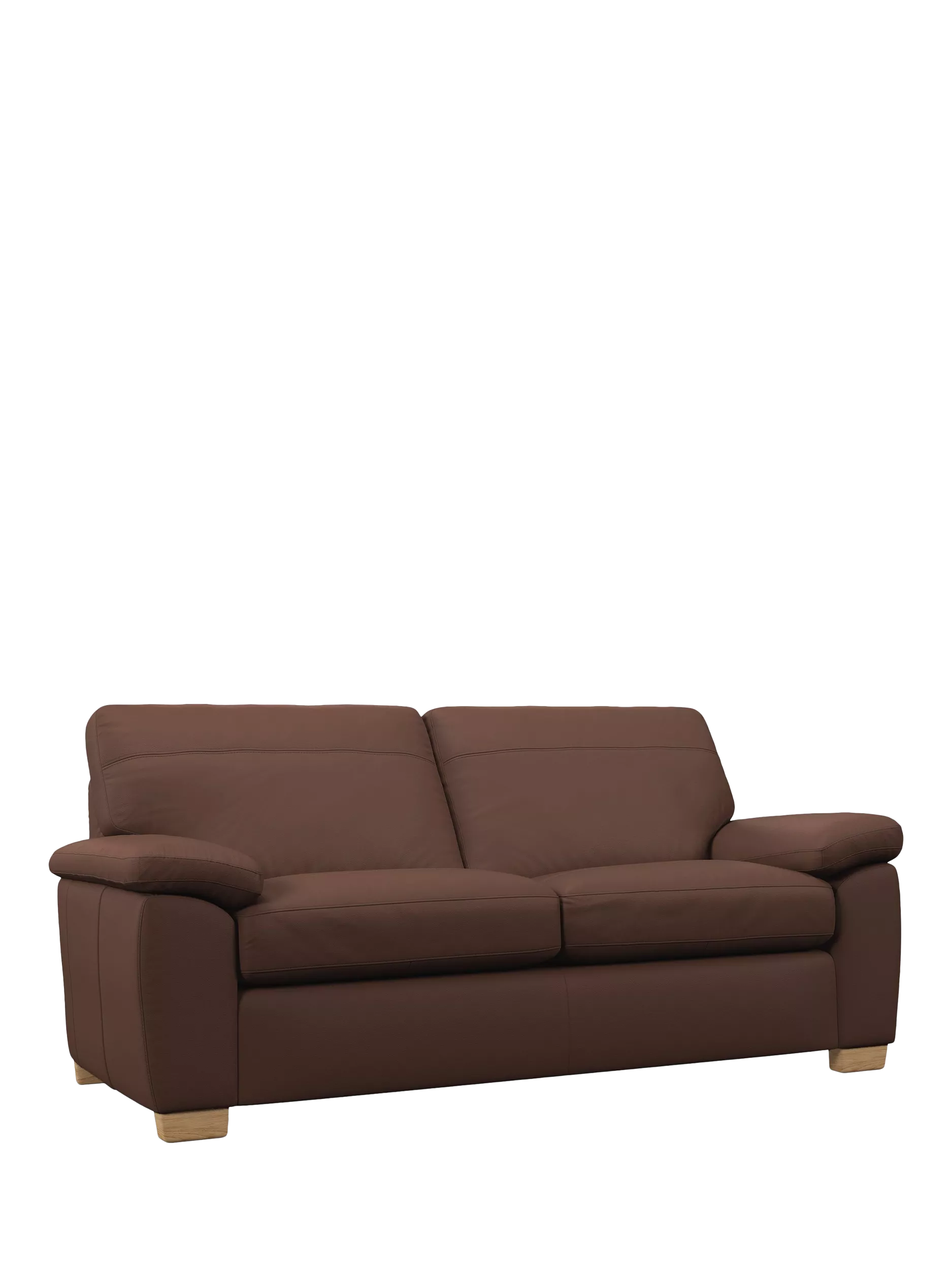 John Lewis Camden Large 3 Seater Leather Sofa, Light Leg, Premium Chocolate
