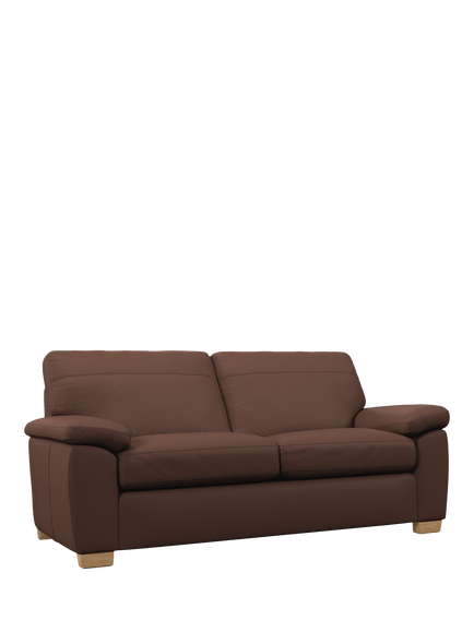 John Lewis Camden Large 3 Seater Leather Sofa, Light Leg, Premium Chocolate, Premium Chocolate