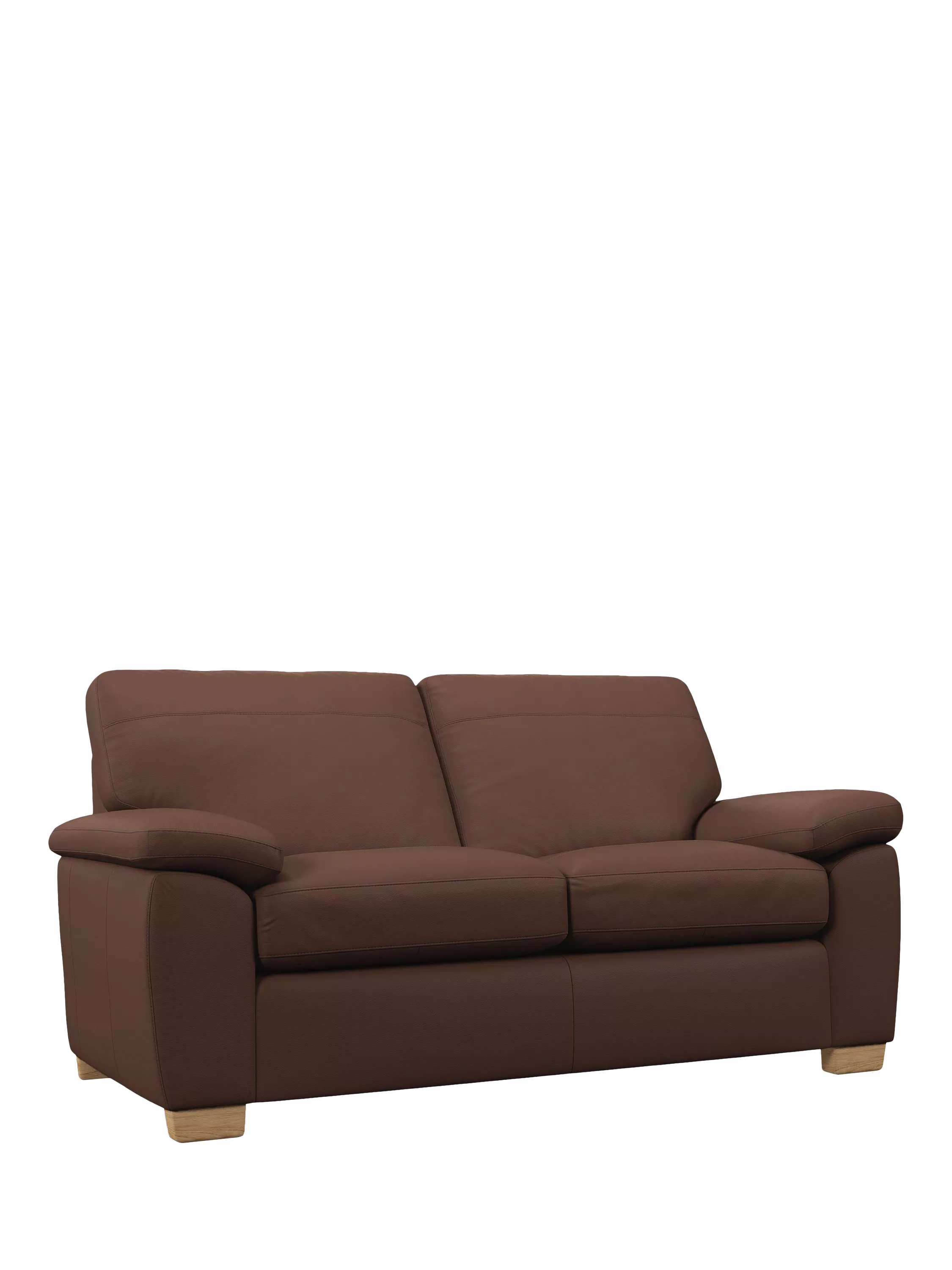 John Lewis Camden Medium 2 Seater Leather Sofa Bed, Light Leg, Premium Chocolate