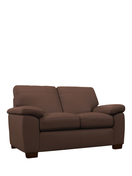 John Lewis Camden Small 2 Seater Leather Sofa, Dark Leg, Premium Chocolate, Premium Chocolate