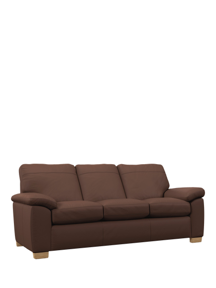 John Lewis Camden Small 2 Seater Leather Sofa, Light Leg, Premium Chocolate, Premium Chocolate
