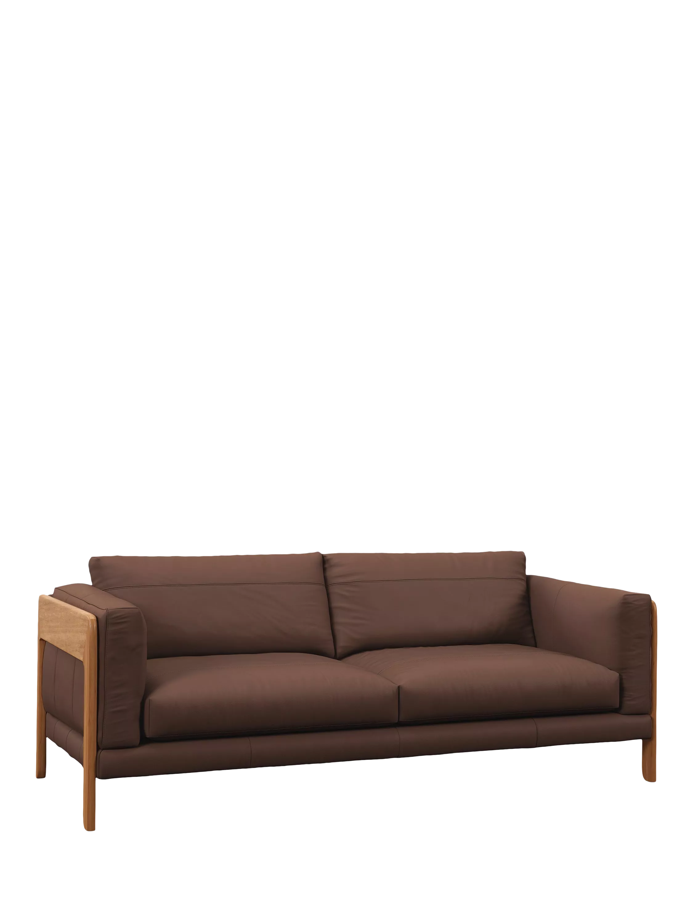John Lewis Nest Grand 4 Seater Leather Sofa, Light Leg, Premium Chocolate