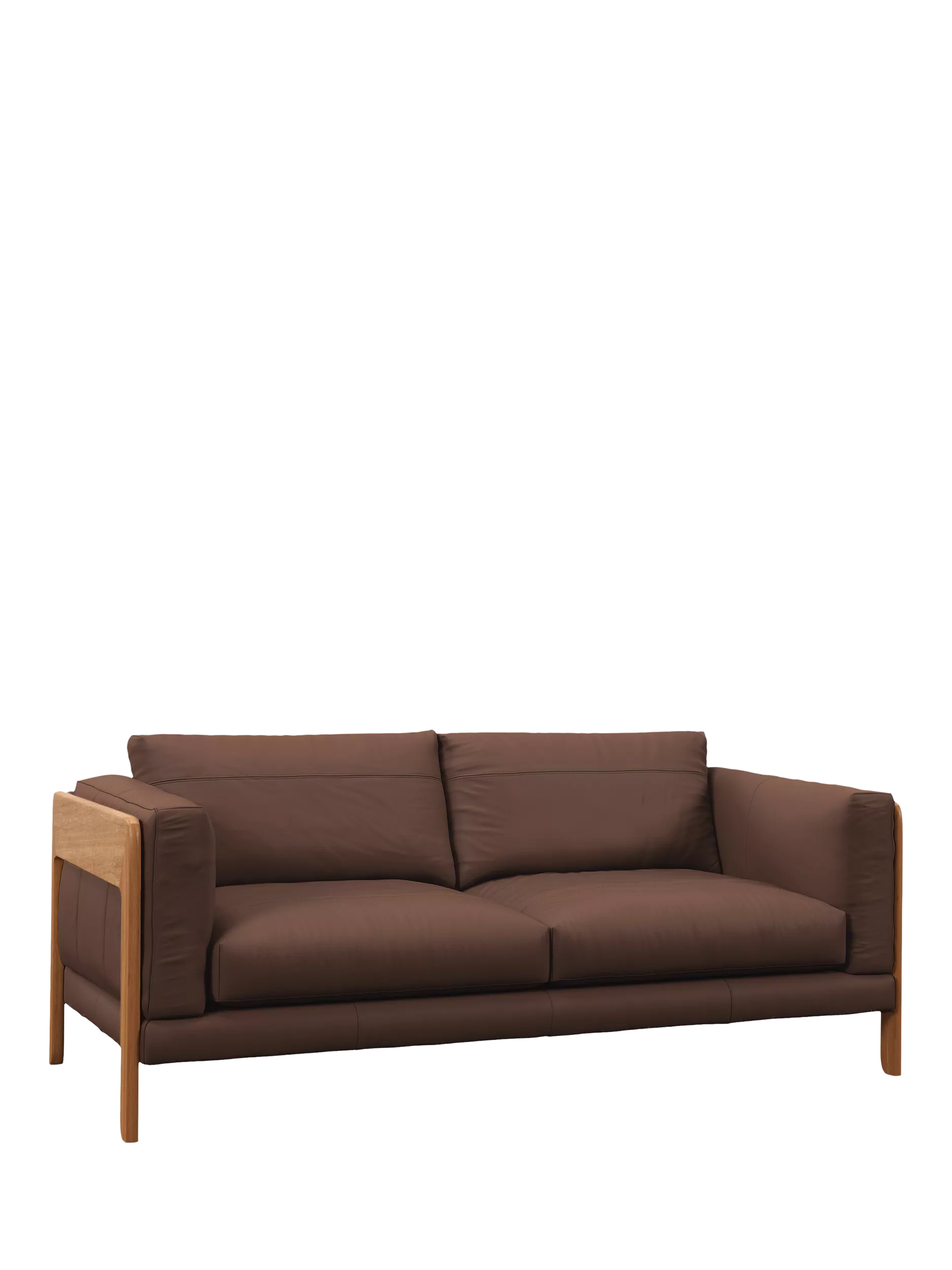 John Lewis Nest Large 3 Seater Leather Sofa, Light Leg, Premium Chocolate