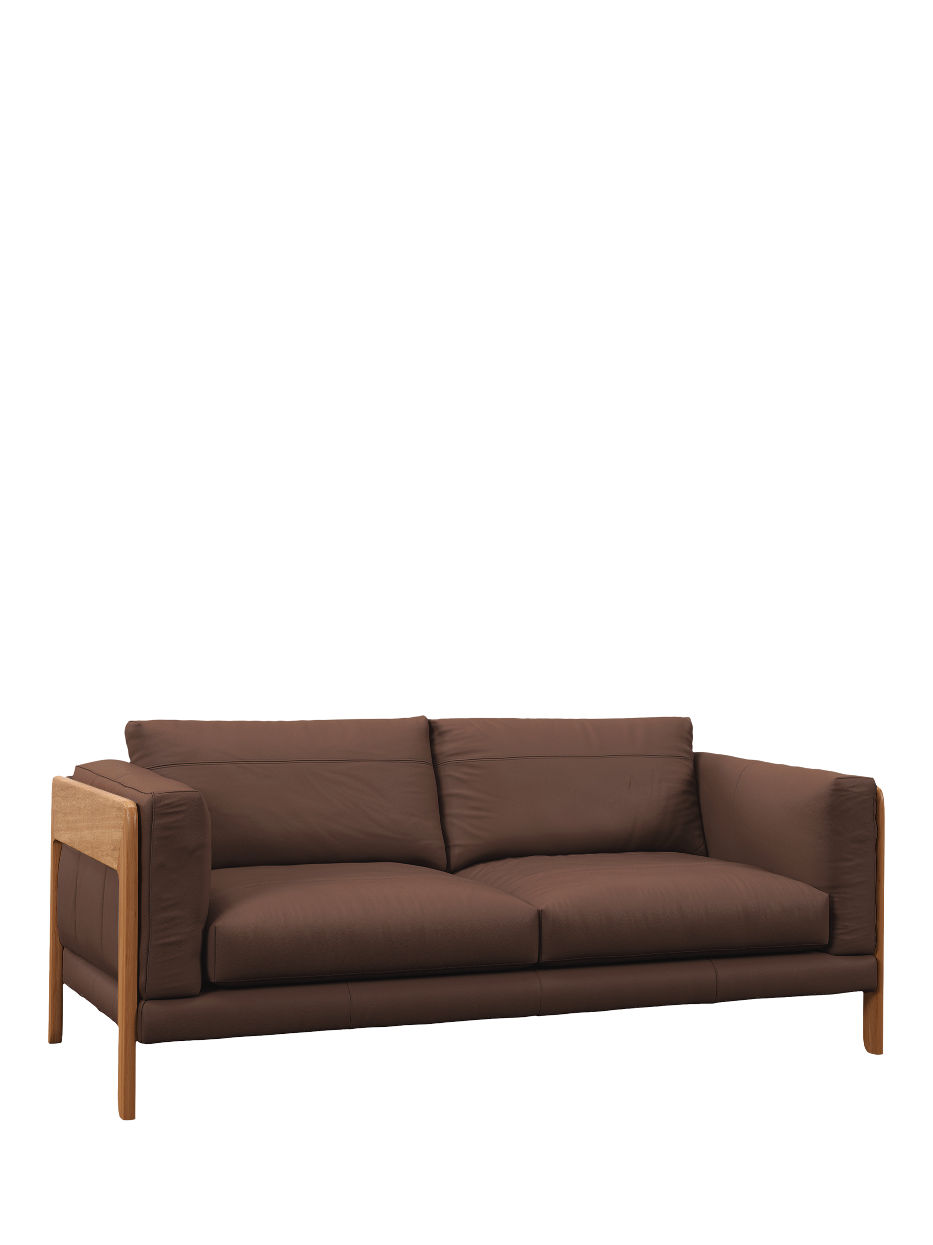 Nest Range, John Lewis Nest Large 3 Seater Leather Sofa, Light Leg, Premium Chocolate