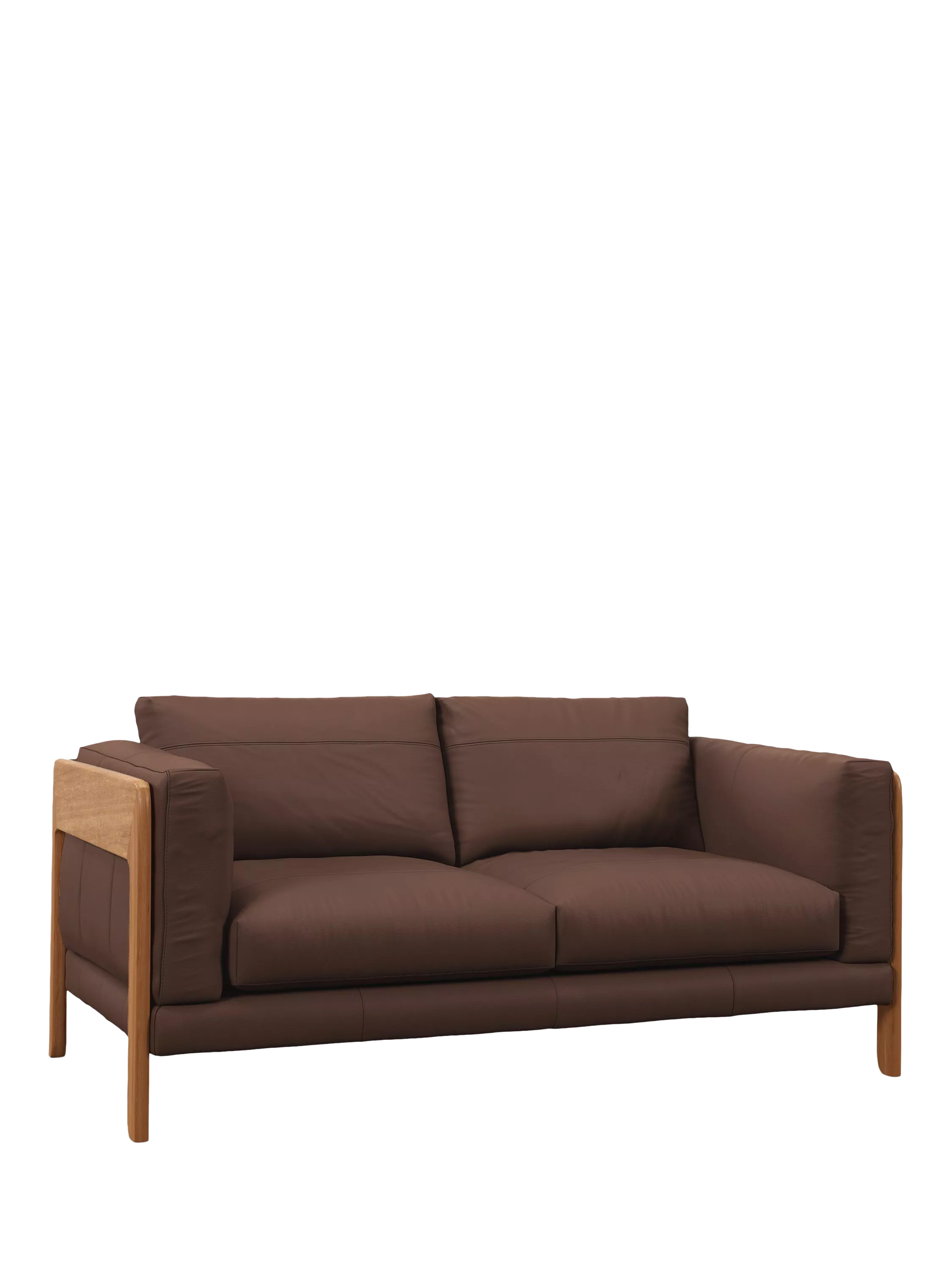 John Lewis Nest Medium 2 Seater Leather Sofa, Light Leg, Premium Chocolate
