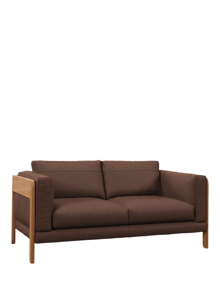 John Lewis Nest Medium 2 Seater Leather Sofa, Light Leg, Premium Chocolate, Premium Chocolate