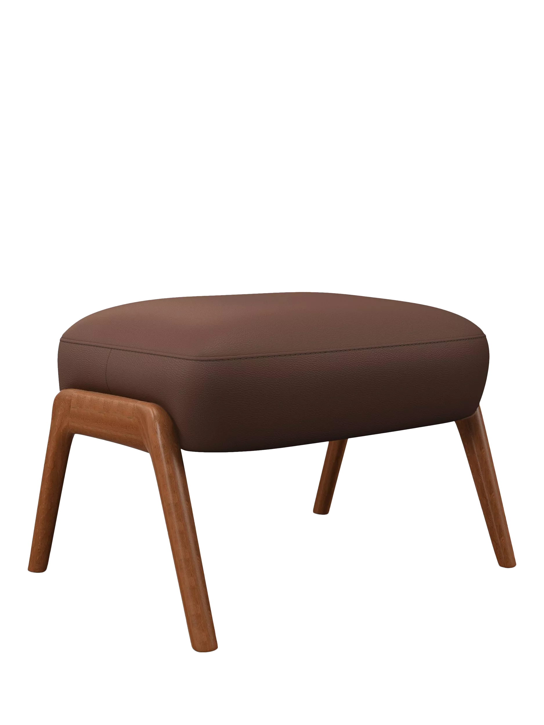 John Lewis Hendricks Leather Footstool, Dark Leg, Premium Chocolate