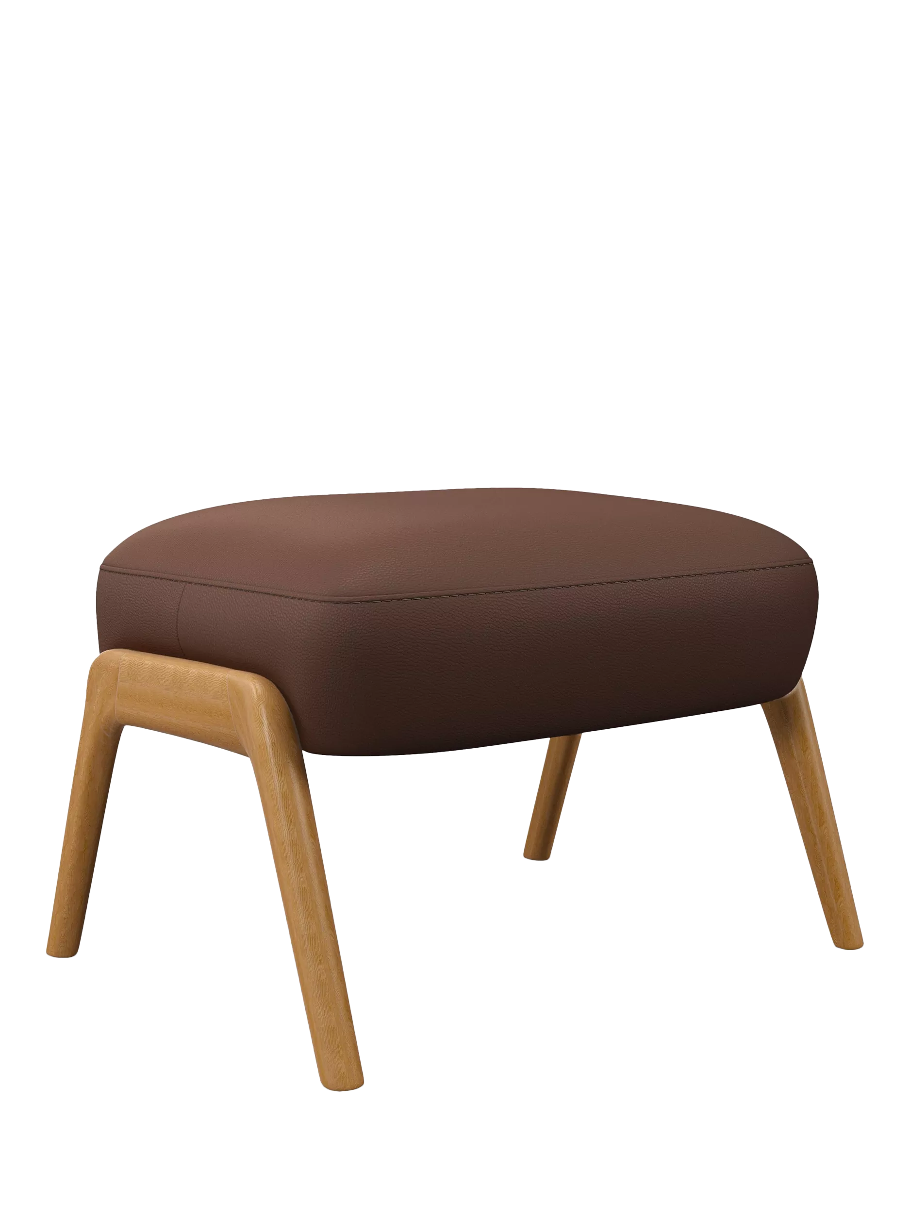 John Lewis Hendricks Leather Footstool, Light Leg, Premium Chocolate